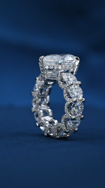 Custom 7CT Oversized Pear Cut Lab Diamond Engagement Ring Multi Stone Full Eternity Band White Gold Luxury Women Wedding Jewelry