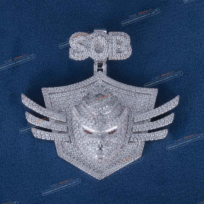 Custom S925 sterling silver VVSD moissanite cartoon pendant 2.5inch