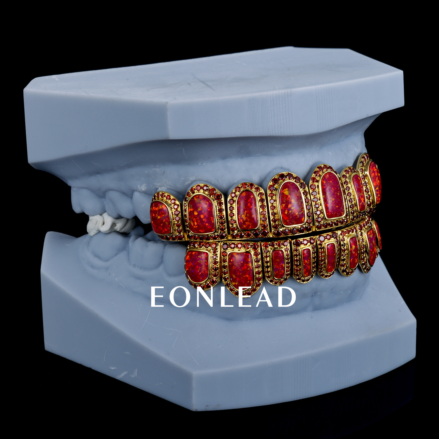 Custom Women Mens S925 Silver 10K 14K 18K Solid Gold Yellow Lab Opal Grillz Ruby VVS Moissanite Lab Diamond Grillz for Teeth