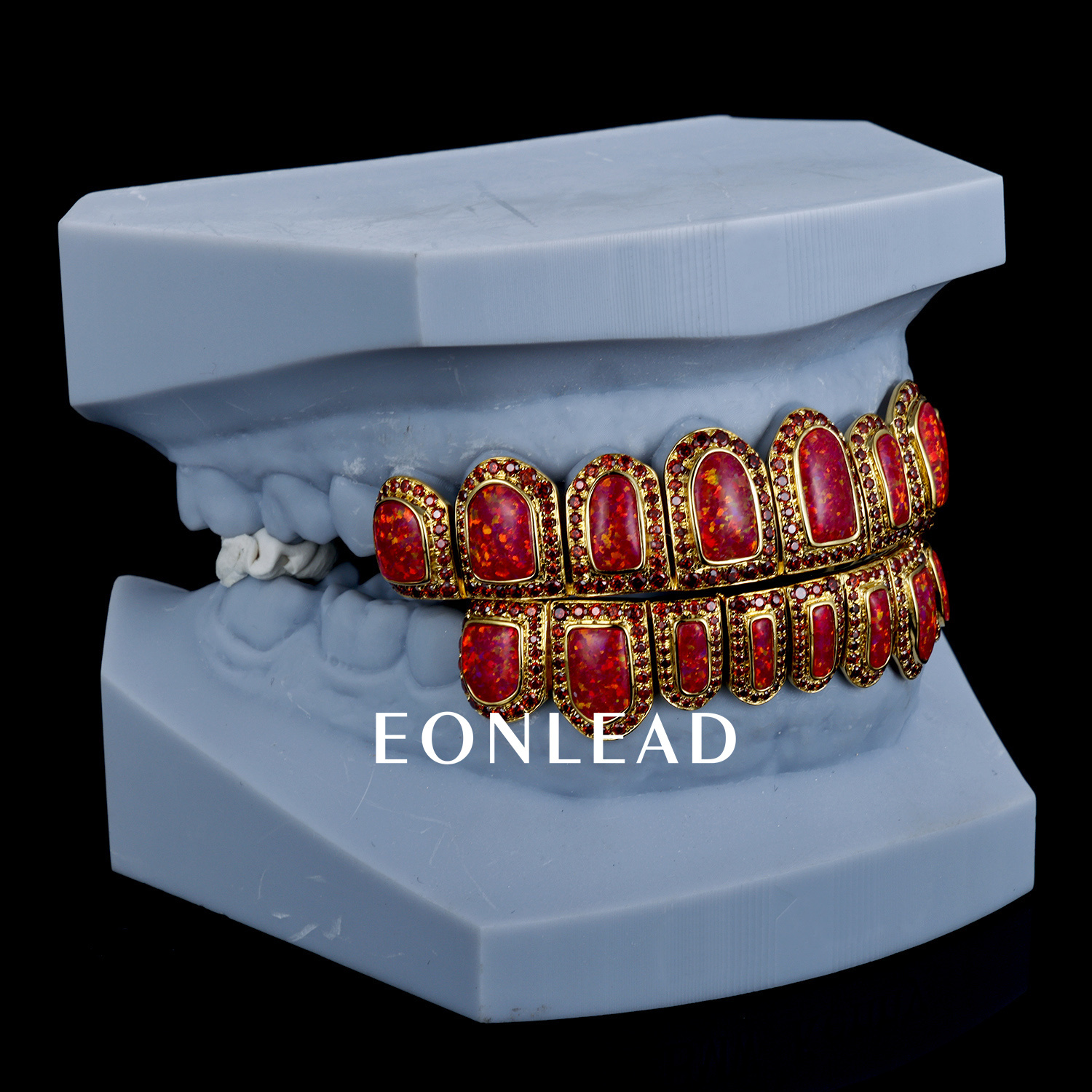 Custom Women Mens S925 Silver 10K 14K 18K Solid Gold Yellow Lab Opal Grillz Ruby VVS Moissanite Lab Diamond Grillz for Teeth