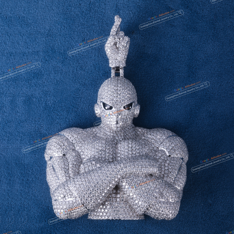 Custom S925 sterling silver VVSD moissanite cartoon pendant 2.5inch