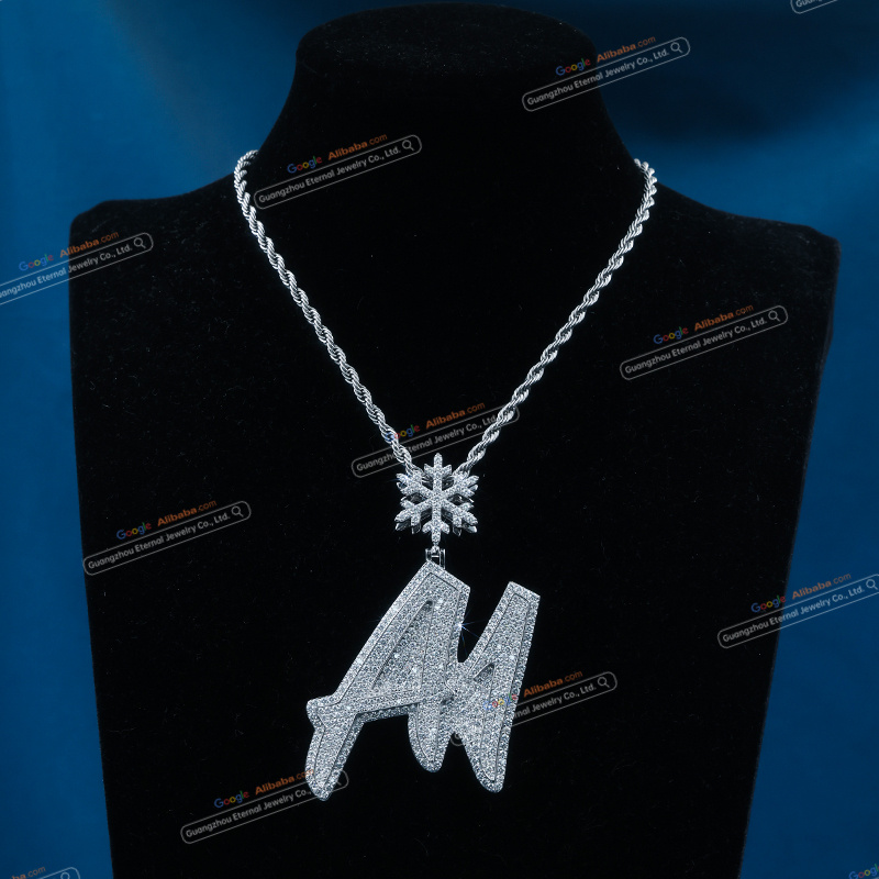 Custom S925 sterling silver VVSD moissanite letter pendant 2.5inch