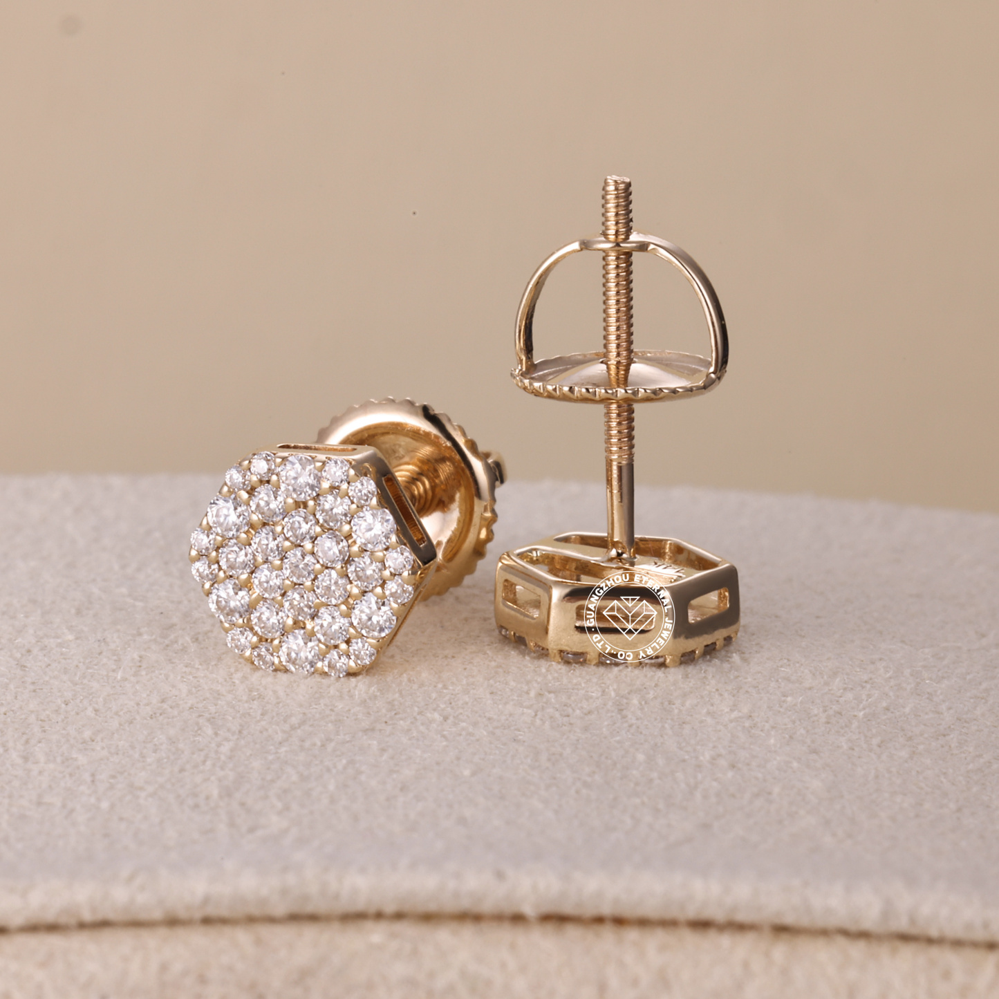 9K 10K 14K 18K Solid Gold Yellow S925 Silver Iced Out Hiphop D VVS Round Cut D VVS Moissanite Earrings For Men Women