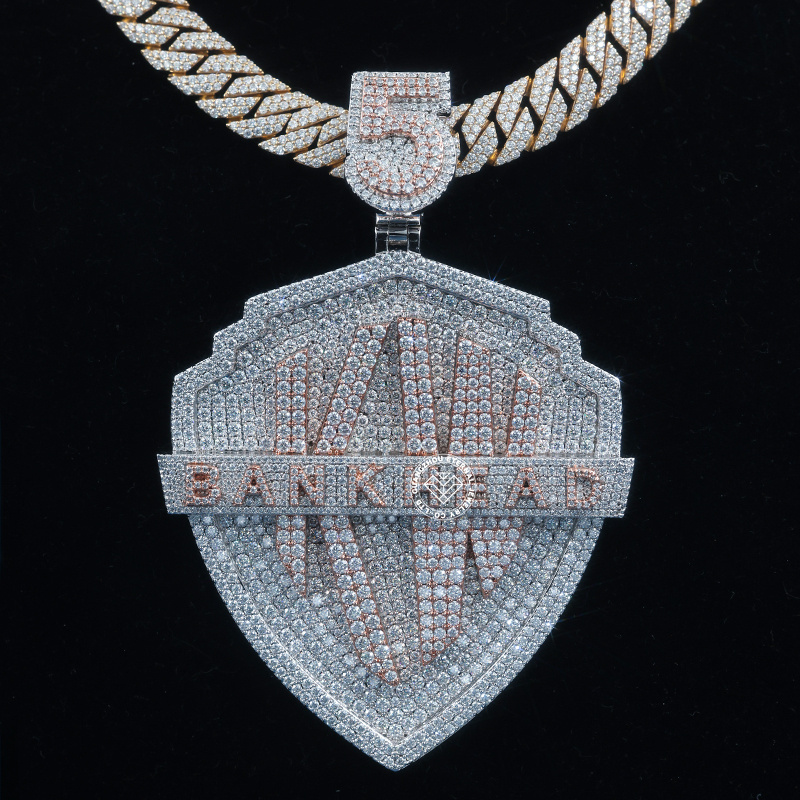 CUSTOM 3INCHES S925 SILVER TWO-TONE ICED OUT D VVS MOISSANITE DIAMOND “KW” LETTER RAPPER HIP HOP PENDANT 