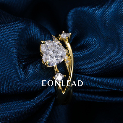 9K 10K 14K 18K Solid Gold Yellow S925 Silver 1CT 1.5CT 2CT D VVS Heart cut Moissanite Lab Grown Diamond Engagement Ring FOR WOMEN