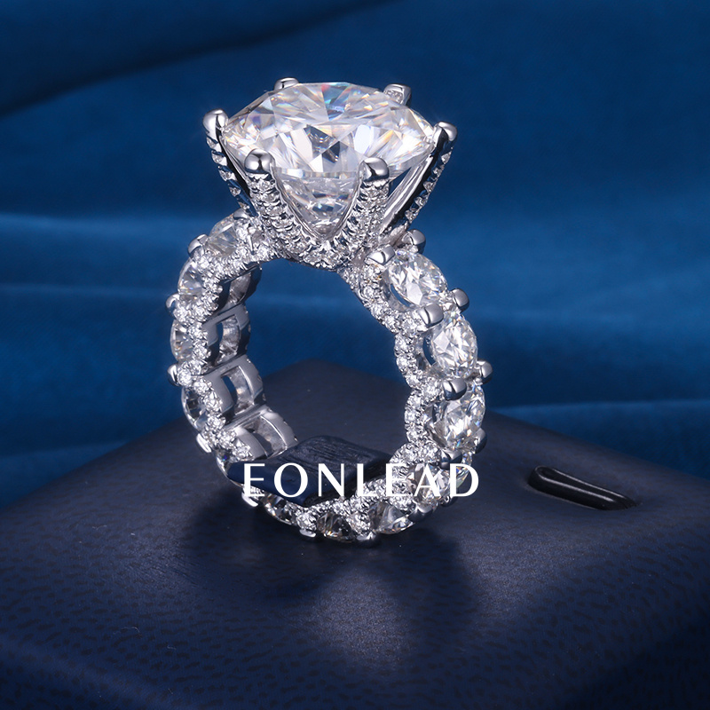 Custom Women S925 Silver 9K 10K 14K 18K Solid Gold White 3CT 5CT 10CT D VVS Round cut Moissanite Diamond Engagement Ring
