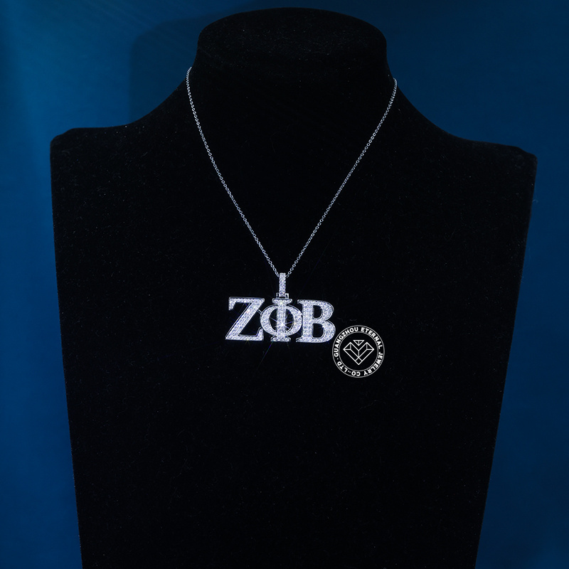 CUSTOM 1.75INCHES S925 SILVER ICED OUT D VVS MOISSANITE DIAMOND “ZA” LETTER RAPPER HIP HOP PENDANT 