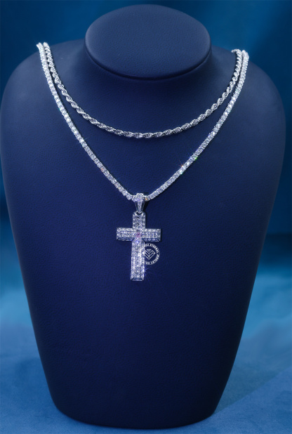 CUSTOM 1.75INCHES 14K SOLID GOLD ICED OUT D VVS LAB DIAMOND HIP HOP CROSS PENDANT