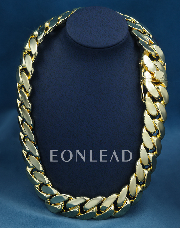 30mm 6-26inches S925 Sterling Silver With Gold Yellow White Plated Hip Hop Miami Cuban Chain Bracelet Necklace