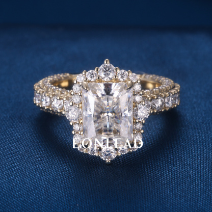 Women S925 Silver 9K 10K 14K 18K Solid Gold Yellow 2CT 3CT 5CT D VVS Cushion cut Moissanite Diamond with 3.5MM BAND Engagement Wedding Ring Set