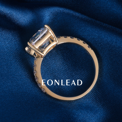 Custom Women S925 Silver 9K 10K 14K 18K Solid Gold Yellow 1ct 1.5ct 2CT 3CT 5CT D VVS Emerald cut Moissanite Lab Grown Diamond Engagement Wedding Ring