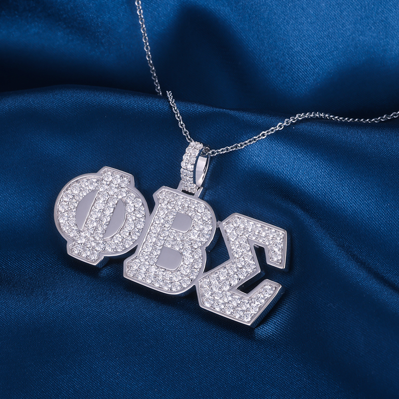 CUSTOM 2INCHES S925 SILVER ICED OUT D VVS MOISSANITE DIAMOND “OBE” LETTER RAPPER HIP HOP PENDANT 
