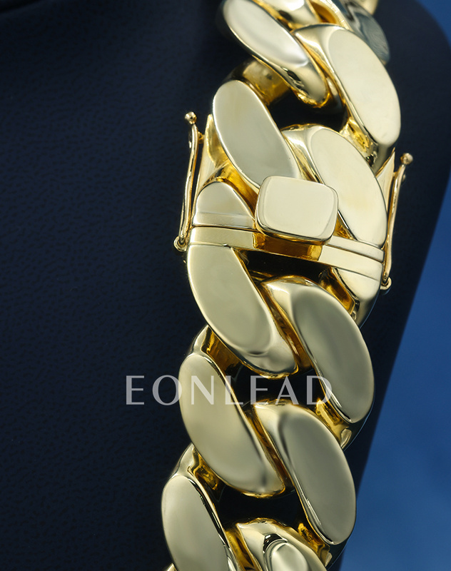 30mm 24inches S925 Sterling Silver With Gold Yellow Plated Hip Hop Miami Cuban Chain Necklace