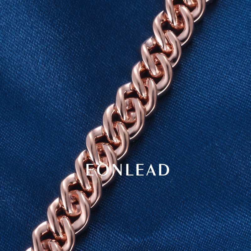 Custom 6mm 6.5inches 10K Rose Solid Gold Round cut VVS Moissanite Diamond Cuban Chain Bracelet