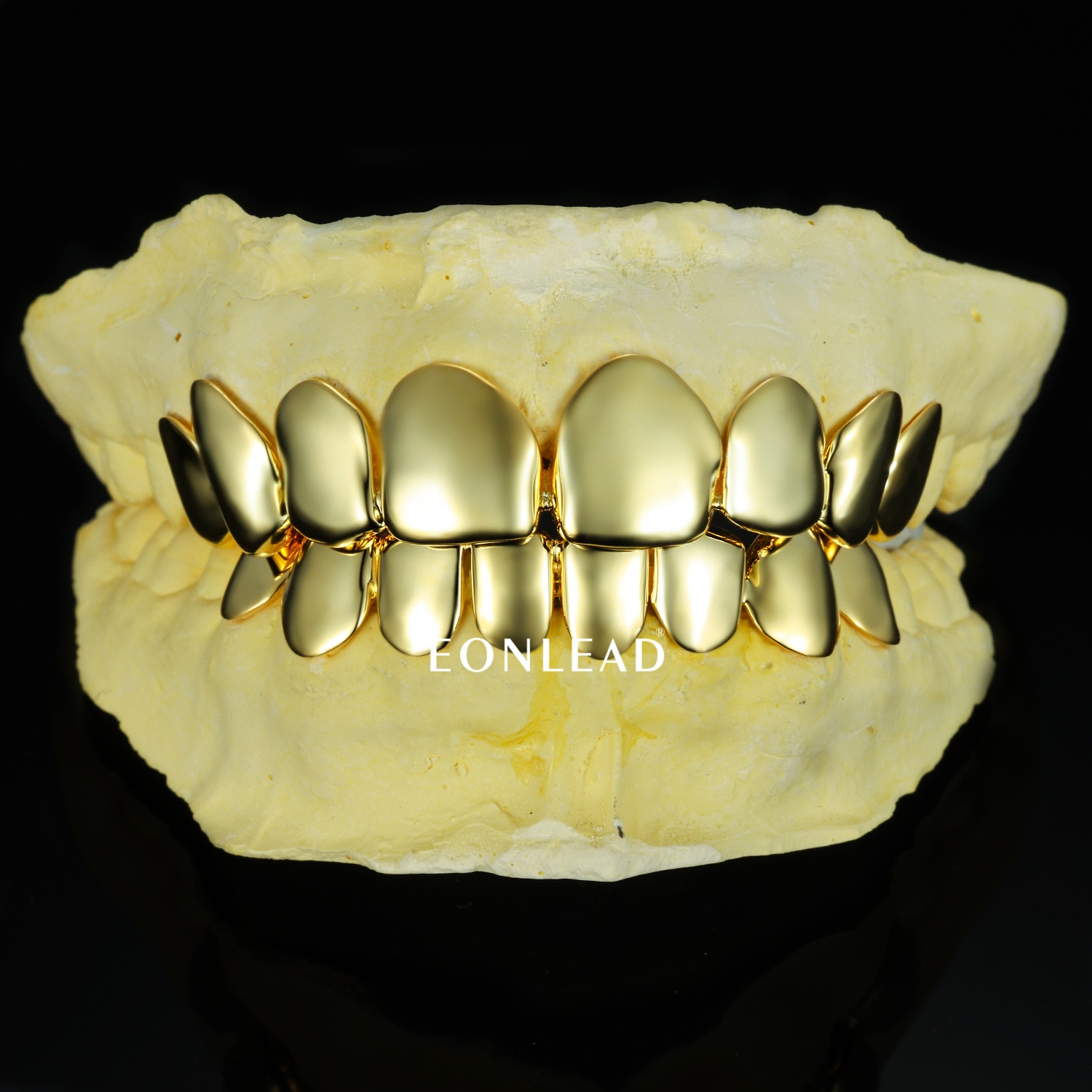 Custom Fit 8 Top 8 Bottom Polished Solid Gold Grillz Handmade Plain Hip Hop Jewelry Gold Tooth Grillz
