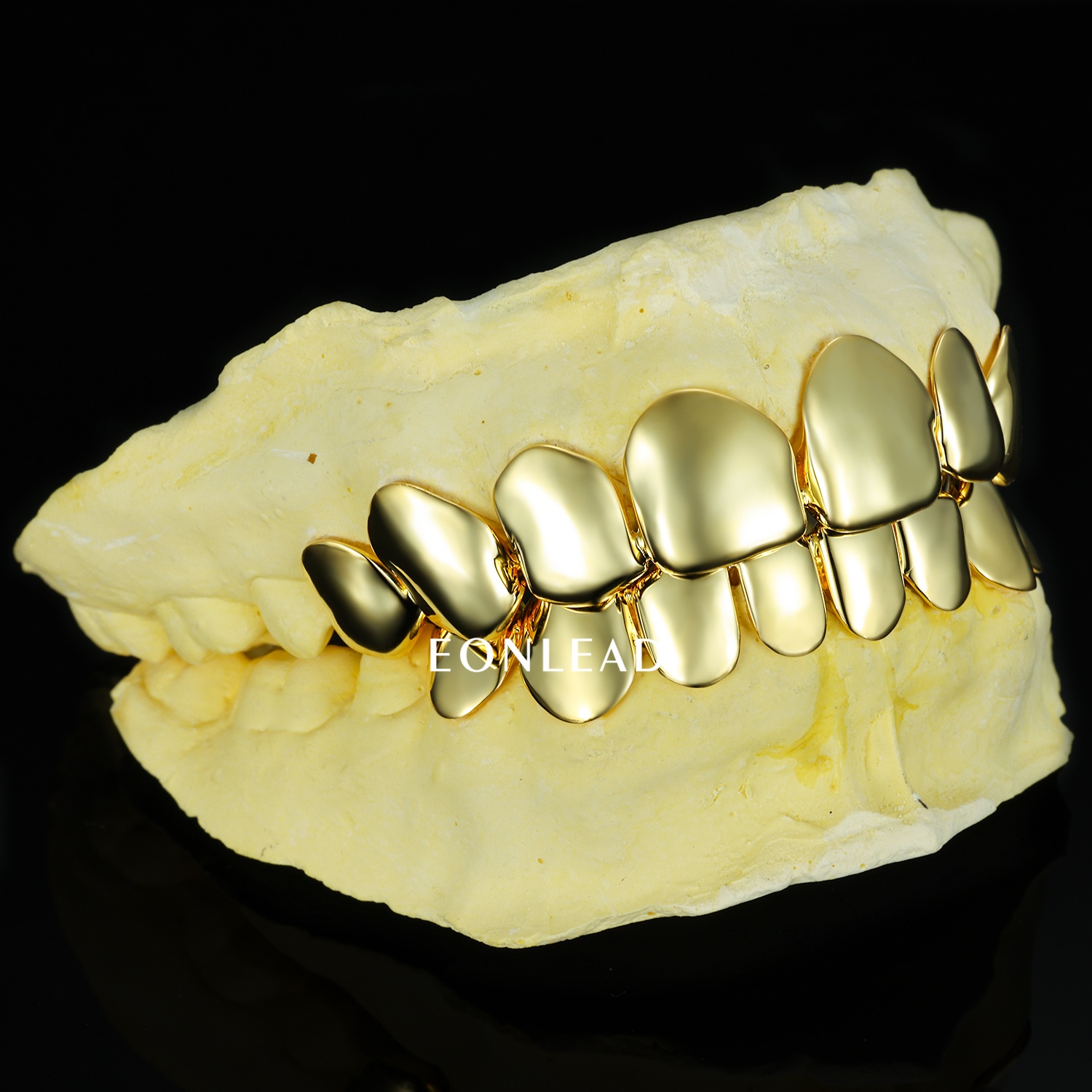Custom Fit 8 Top 8 Bottom Polished Solid Gold Grillz Handmade Plain Hip Hop Jewelry Gold Tooth Grillz