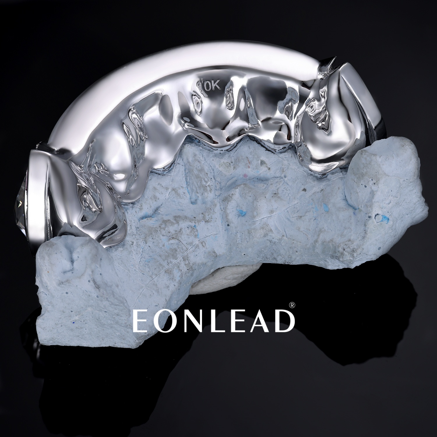 Custom Iced Out "REAL" Letter Top Grillz 925 Silver Plated 10K Gold Teeth Grillz Teardrop Diamond Ruby Enamel Fangs Hip Hop Dental Grills For Men Women Rapper Jewelry