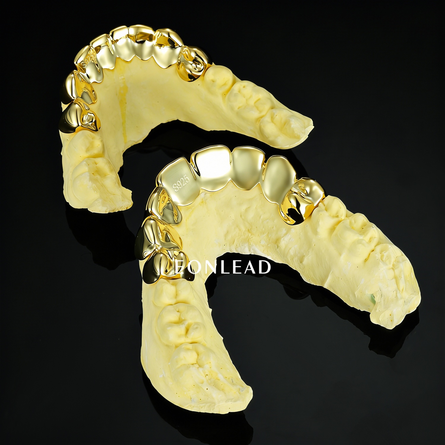 Custom Fit 8 Top 8 Bottom Polished Solid Gold Grillz Handmade Plain Hip Hop Jewelry Gold Tooth Grillz