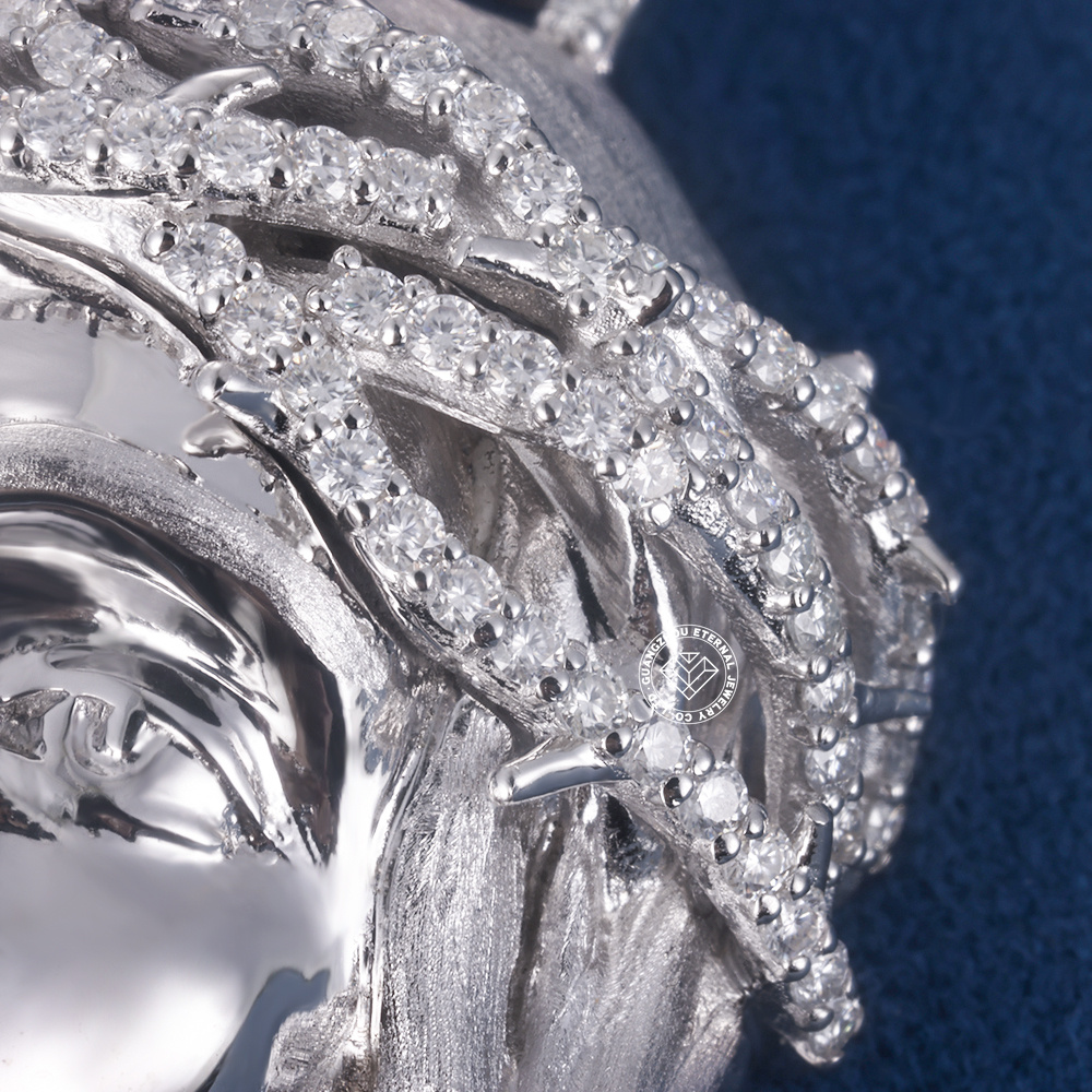 CUSTOM 3INCHES S925 SILVER ICED OUT D VVS MOISSANITE DIAMOND Jesus Pattern Christianity PENDANT