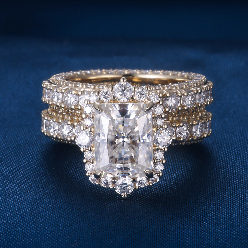 Women S925 Silver 9K 10K 14K 18K 4ct D VVS 2CT 3CT 5CT Cushion cut Moissanite Diamond with 3.5MM BAND Engagement Wedding Ring Set