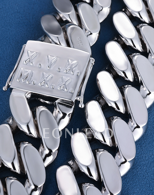 30mm 24inches S925 Sterling Silver With Gold Yellow Plated Hip Hop Miami Cuban Chain Necklace