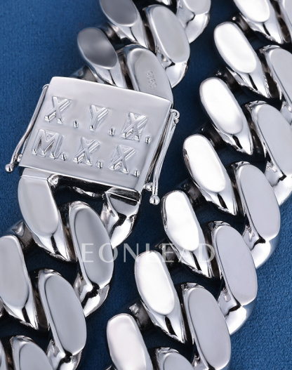 30mm 24inches S925 Sterling Silver With Gold Yellow Plated Hip Hop Miami Cuban Chain Necklace