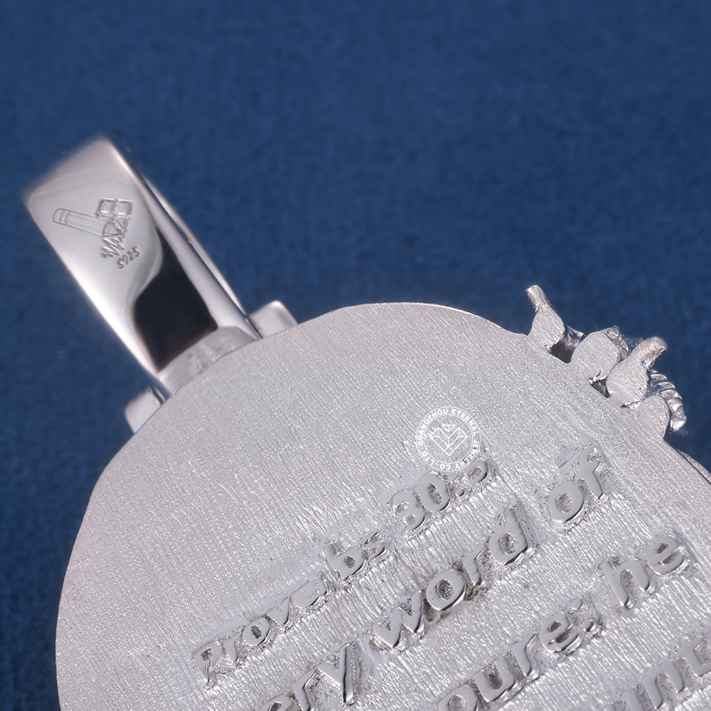 CUSTOM 3INCHES S925 SILVER ICED OUT D VVS MOISSANITE DIAMOND Jesus Pattern Christianity PENDANT