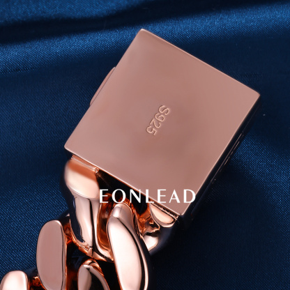 Custom 24mm 6-26inches S925 Silver Rose Gold Plated D VVS Moissanite Diamond Cuban Chain Bracelet