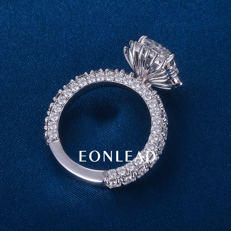 Women S925 Silver 9K 10K 14K 18K Solid Gold White 2CT 3CT 5CT D VVS Cushion cut Moissanite Diamond with 3.5MM BAND Engagement Wedding Ring Set