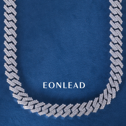 15mm 6-26inches S925 Silver White Gold Plated VVS Moissanite Diamond Cuban Chain Bracelet Necklace