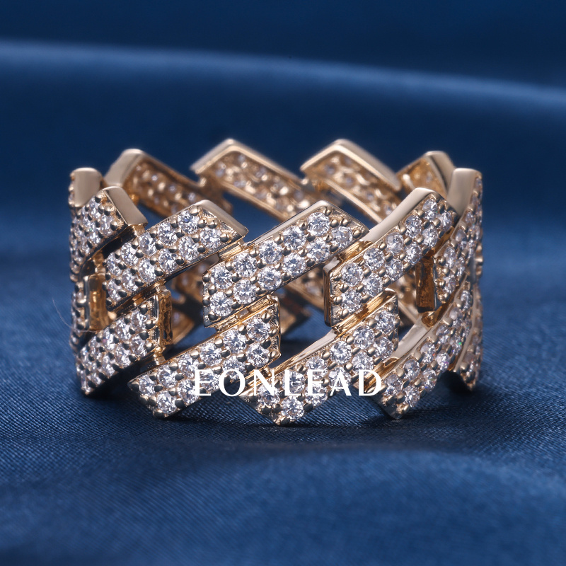 Custom Men S925 Silver 10K 14K 18K Solid Gold D VVS Round cut Moissanite Lab Grown Diamond iced out Hiphop Ring