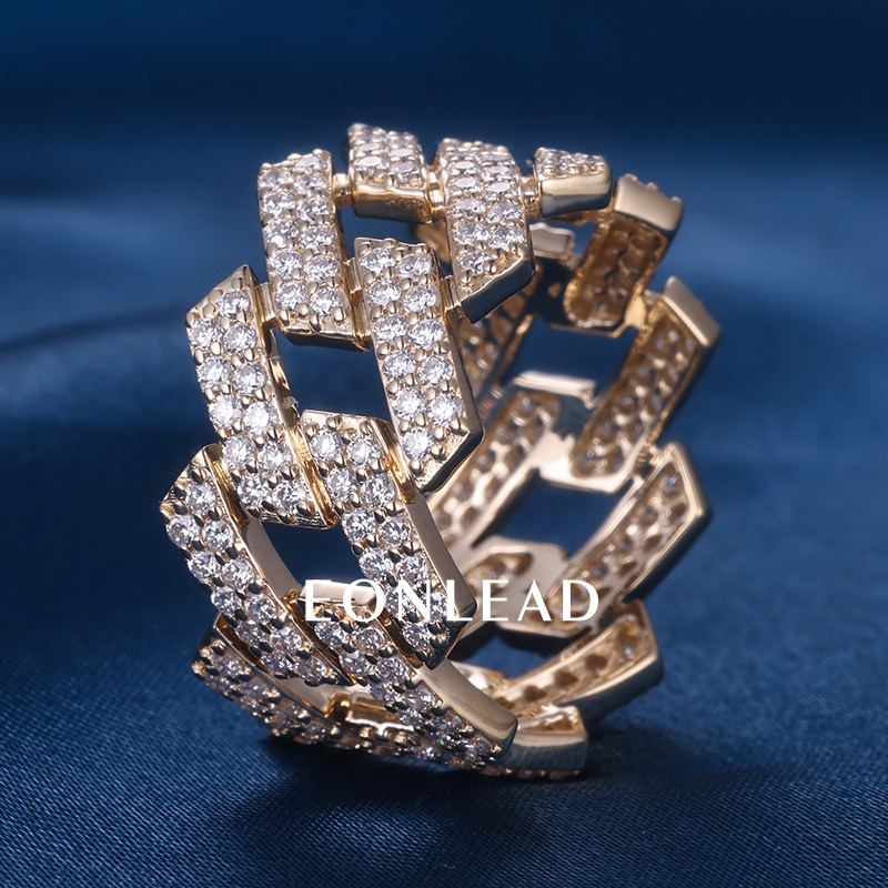 Custom Men S925 Silver 10K 14K 18K Solid Gold D VVS Round cut Moissanite Lab Grown Diamond iced out Hiphop Ring