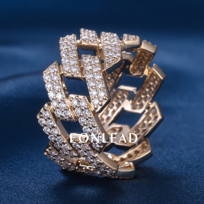 Custom Men S925 Silver 10K 14K 18K Solid Gold D VVS Round cut Moissanite Lab Grown Diamond iced out Hiphop Ring