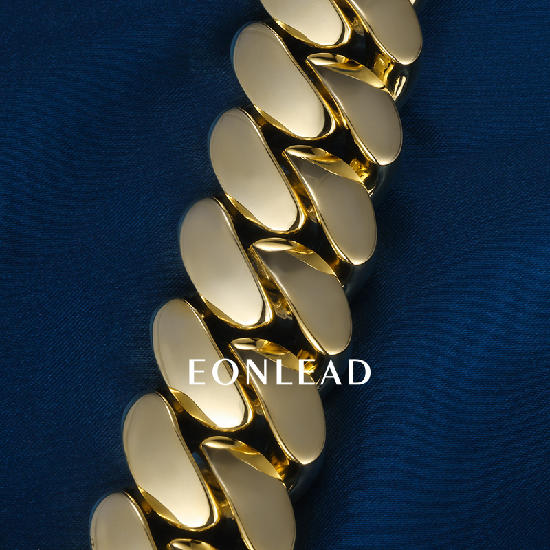 Custom 24mm 6-26inches S925 Silver Yellow Gold Plated D VVS Moissanite Diamond Cuban Chain Bracelet