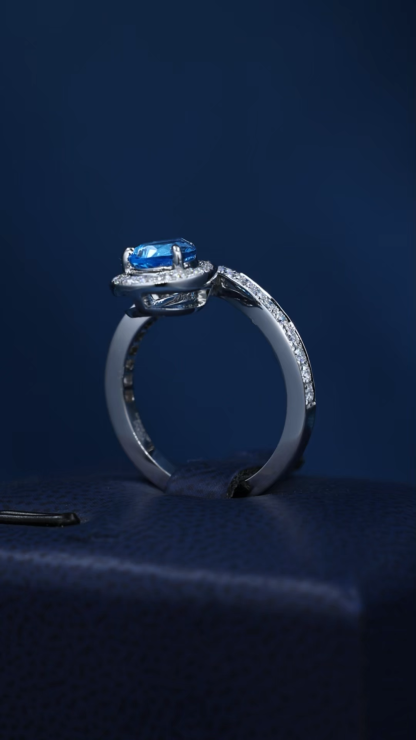 9K 10K 14K 18K Solid Gold Yellow S925 Silver 1CT 1.5CT 2CT D VVS Heart cut Blue Moissanite Diamond Engagement Ring FOR WOMEN