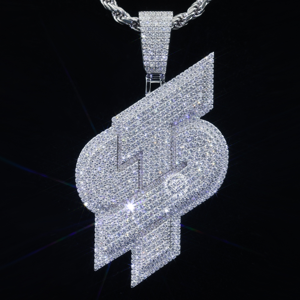 CUSTOM 3INCHES S925 SILVER ICED OUT D VVS MOISSANITE DIAMOND LETTERS PENDANT RAPPER HIP HOP PENDANT 