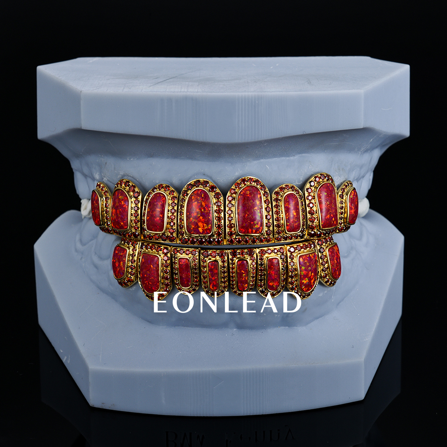 Custom Women Mens S925 Silver 10K 14K 18K Solid Gold Yellow Lab Opal Grillz Ruby VVS Moissanite Lab Diamond Grillz for Teeth