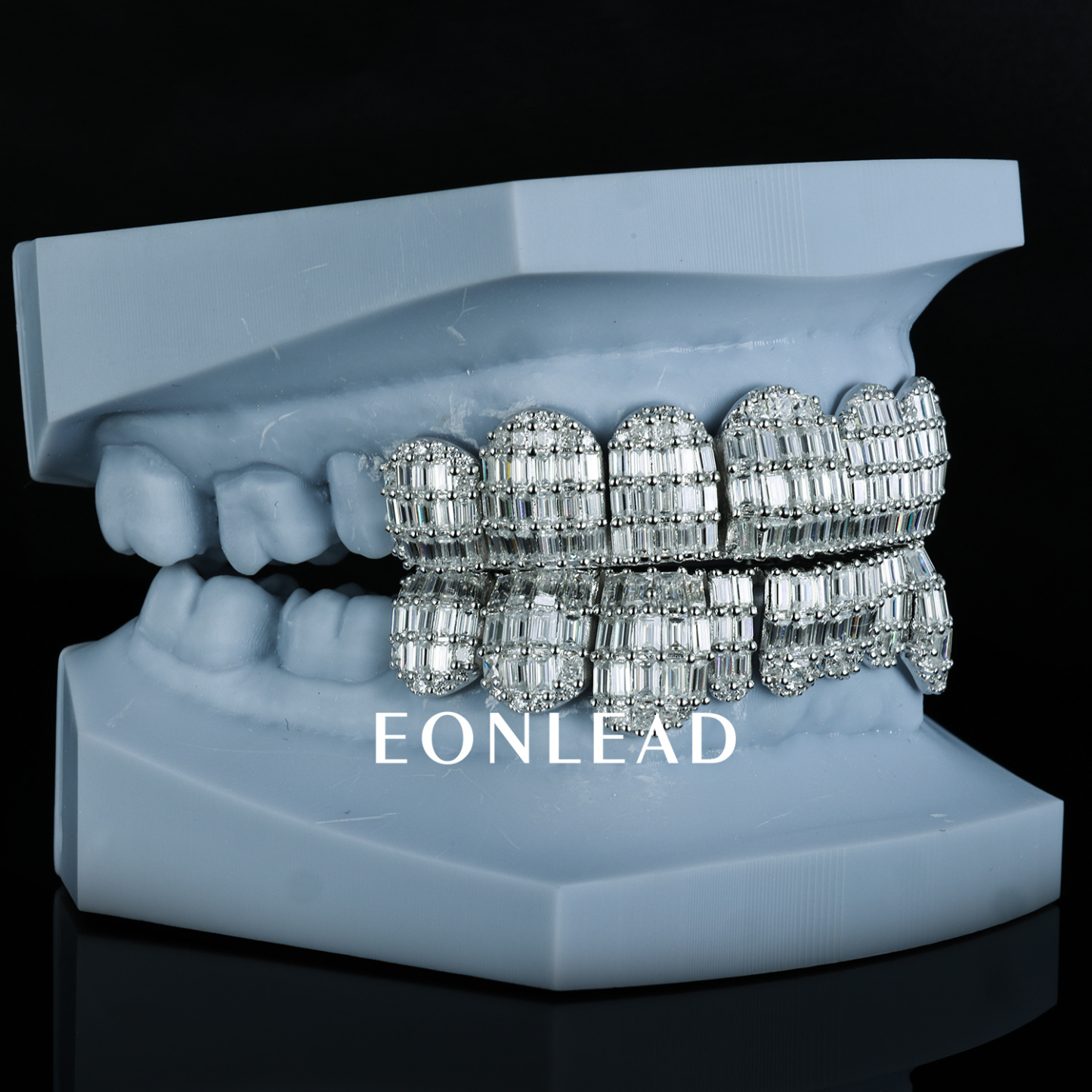 Custom Men Women TOP BOTTOM Baguette Cut Moissanite Lab Diamond Grillz S925 Silver 9K 10K 14K 18K Solid Gold Grillz for Teeth