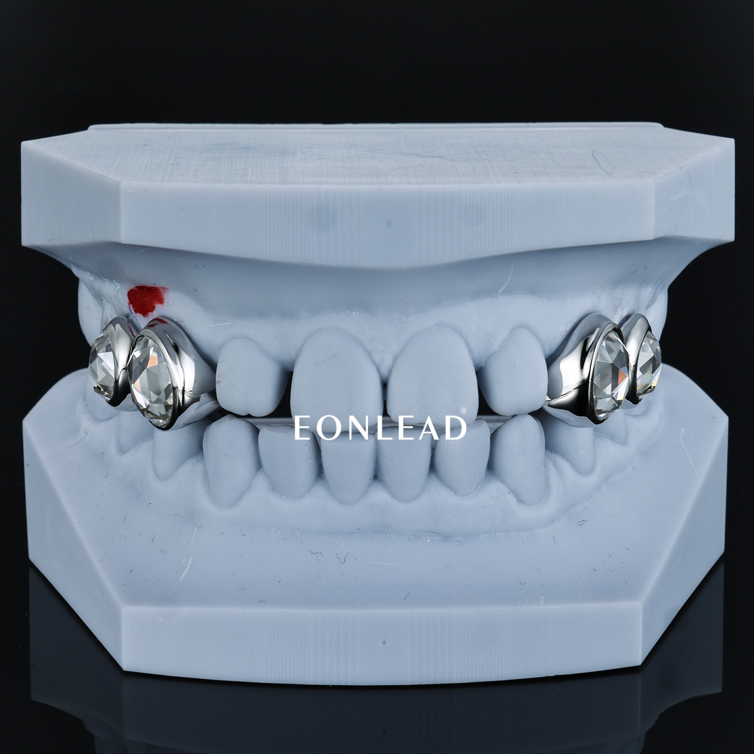 Oval Bezel Rose Cut Set Diamond Grillz Silver Plated Teeth Grillz Hip Hop Bling Teeth Caps for Men Women