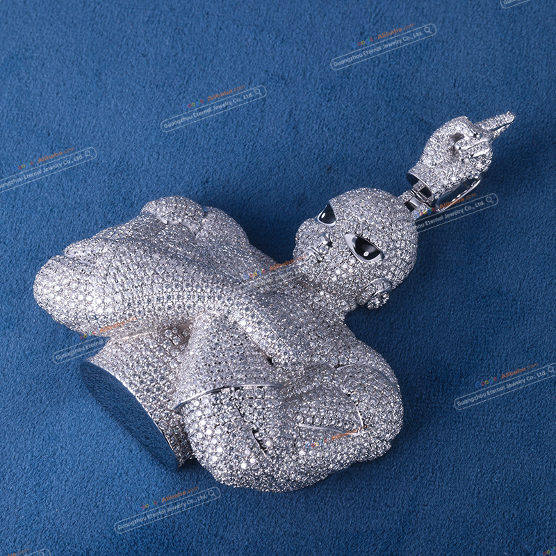 Custom S925 sterling silver VVSD moissanite cartoon pendant 2.5inch