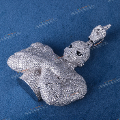 Custom S925 sterling silver VVSD moissanite cartoon pendant 2.5inch