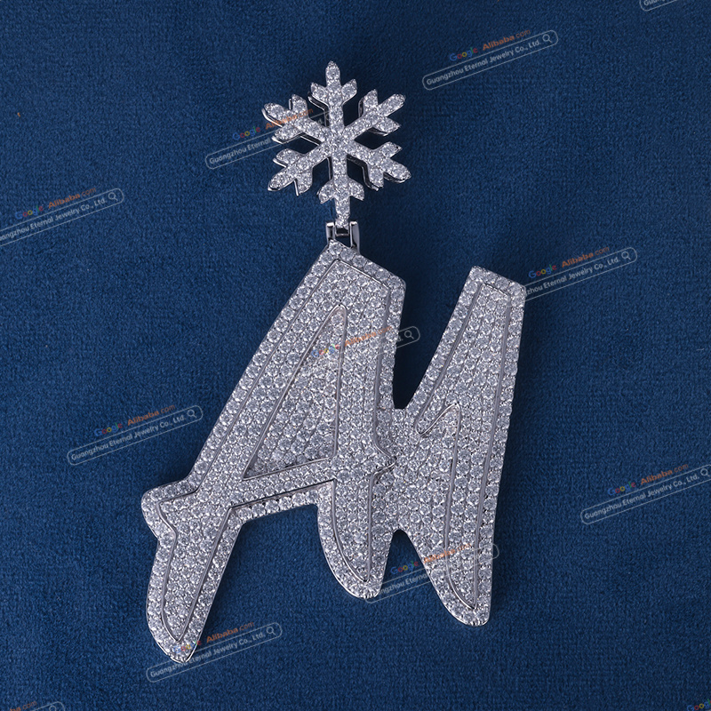 Custom S925 sterling silver VVSD moissanite letter pendant 2.5inch
