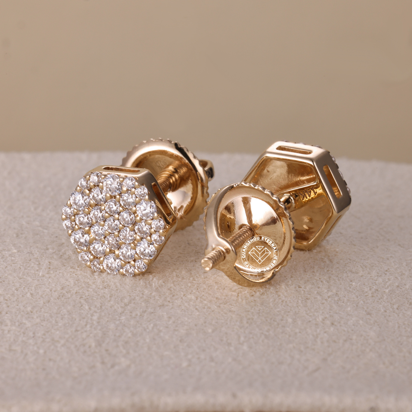 9K 10K 14K 18K Solid Gold Yellow S925 Silver Iced Out Hiphop D VVS Round Cut D VVS Moissanite Earrings For Men Women