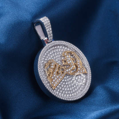 CUSTOM 1.4INCHES S925 SILVER ICED OUT D VVS MOISSANITE DIAMOND CIRCLE PENDANT RAPPER HIP HOP PENDANT 