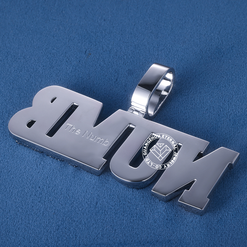 CUSTOM 3INCHES S925 SILVER ICED OUT D VVS MOISSANITE DIAMOND “NUMB” LETTER RAPPER HIP HOP PENDANT 