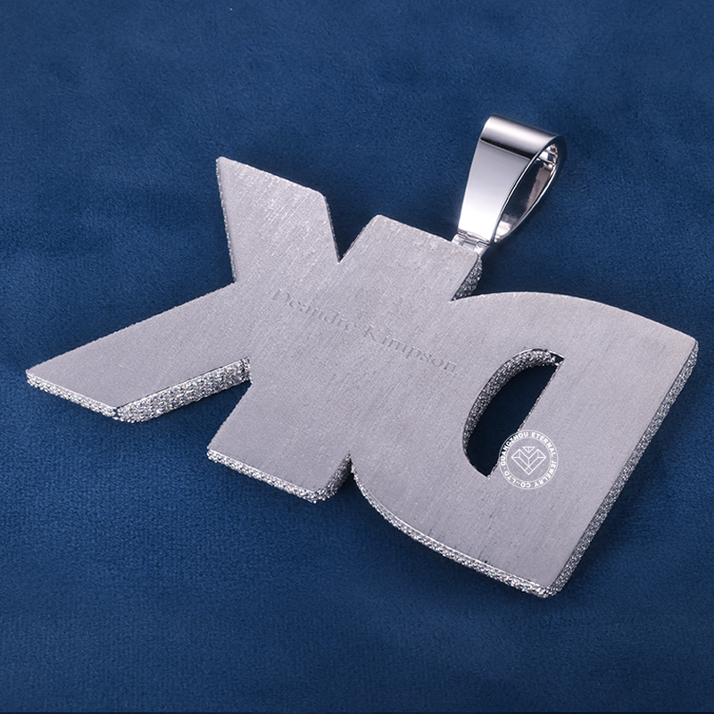CUSTOM 4INCHES S925 SILVER ICED OUT D VVS MOISSANITE DIAMOND “DK” LETTER RAPPER HIP HOP PENDANT 