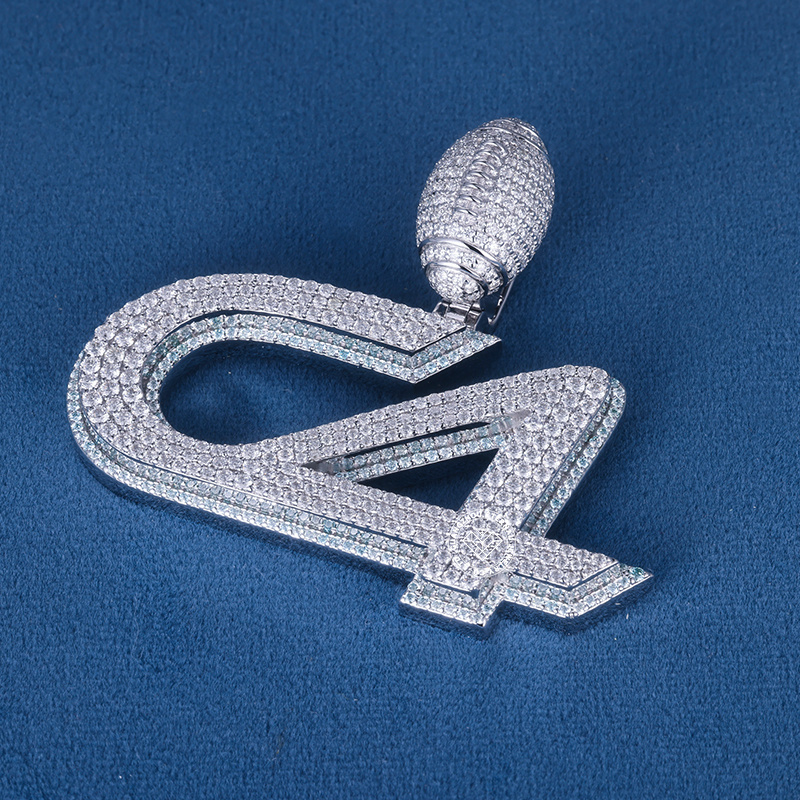 CUSTOM 2.5INCHES S925 SILVER ICED OUT D VVS MOISSANITE DIAMOND “C4” LETTER RAPPER HIP HOP PENDANT 