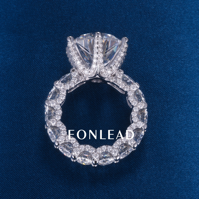 Custom Women S925 Silver 9K 10K 14K 18K Solid Gold White 3CT 5CT 10CT D VVS Round cut Moissanite Diamond Engagement Ring