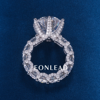 Custom Women S925 Silver 9K 10K 14K 18K Solid Gold White 3CT 5CT 10CT D VVS Round cut Moissanite Diamond Engagement Ring