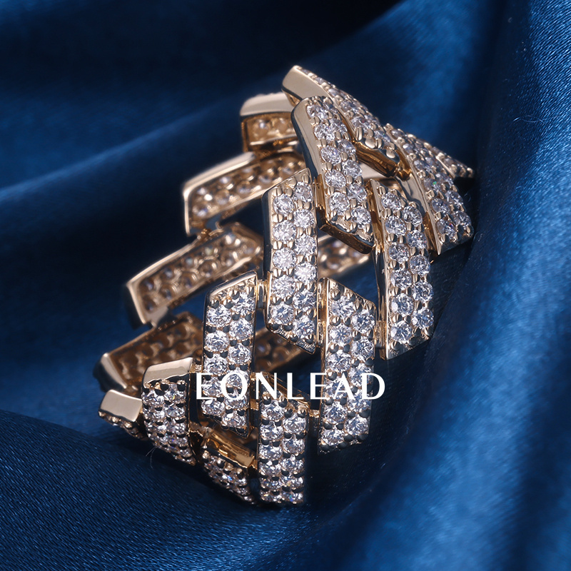 Custom Men S925 Silver 10K 14K 18K Solid Gold D VVS Round cut Moissanite Lab Grown Diamond iced out Hiphop Ring